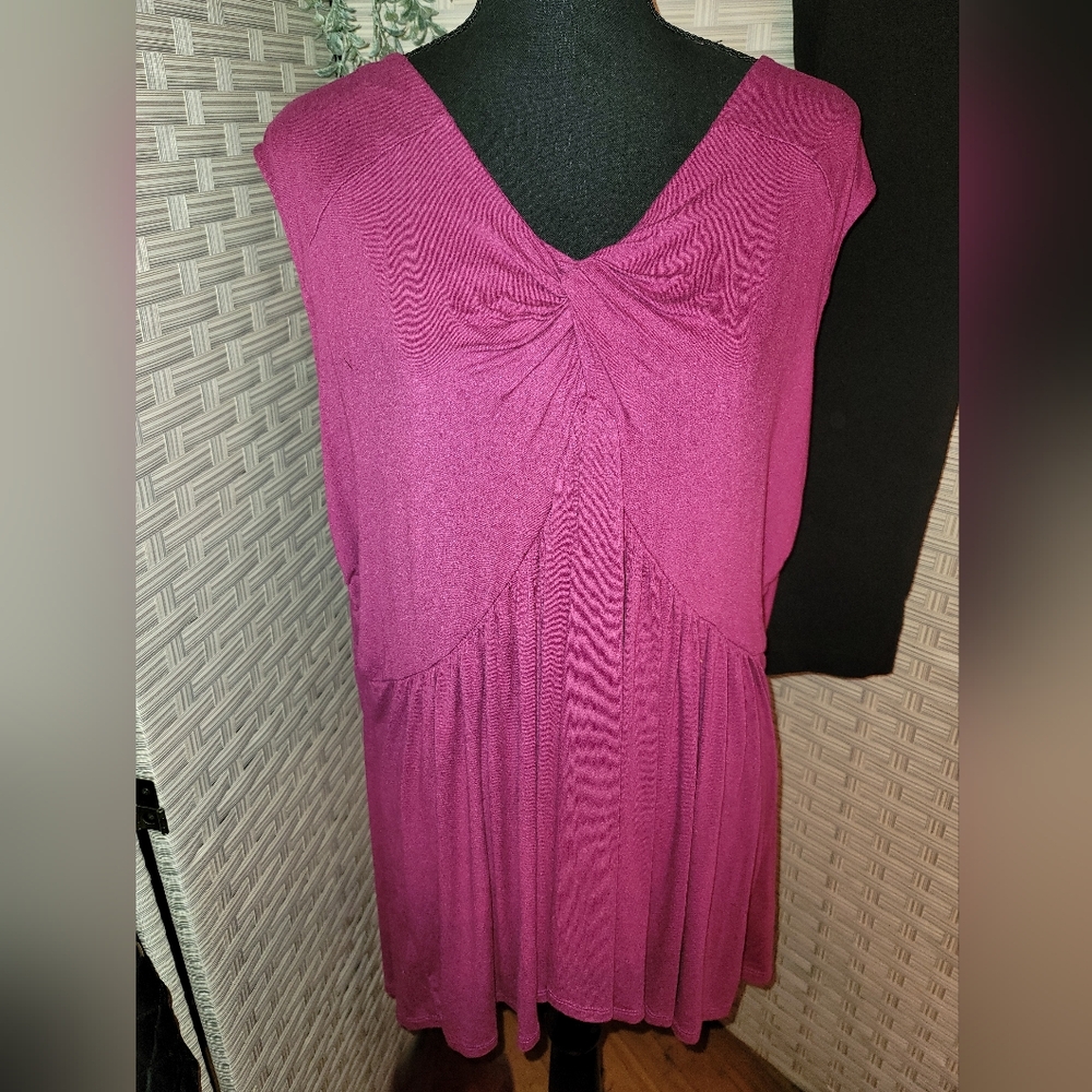 Lane Bryant 3x 22-24 Pink Sleeveless Babydoll Swing Tee